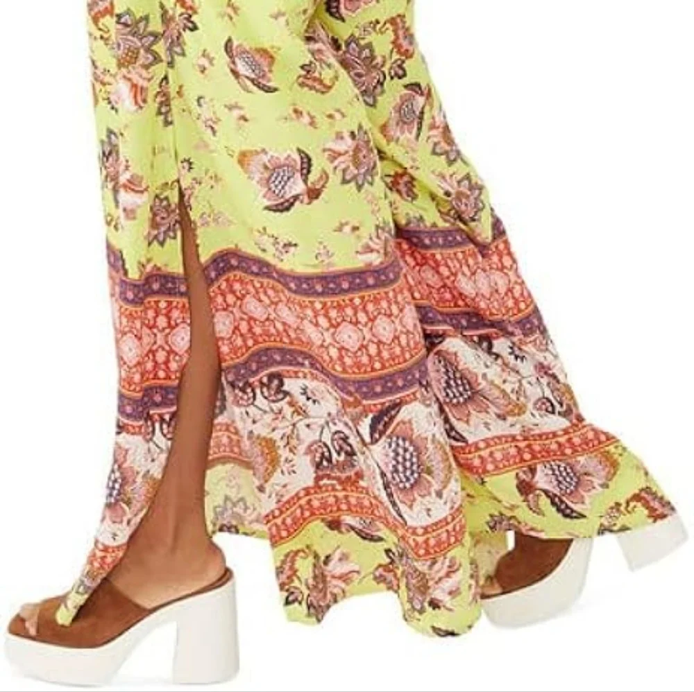 Free People  Bali Citrus Skies wide leg Open Top Jumpsuit